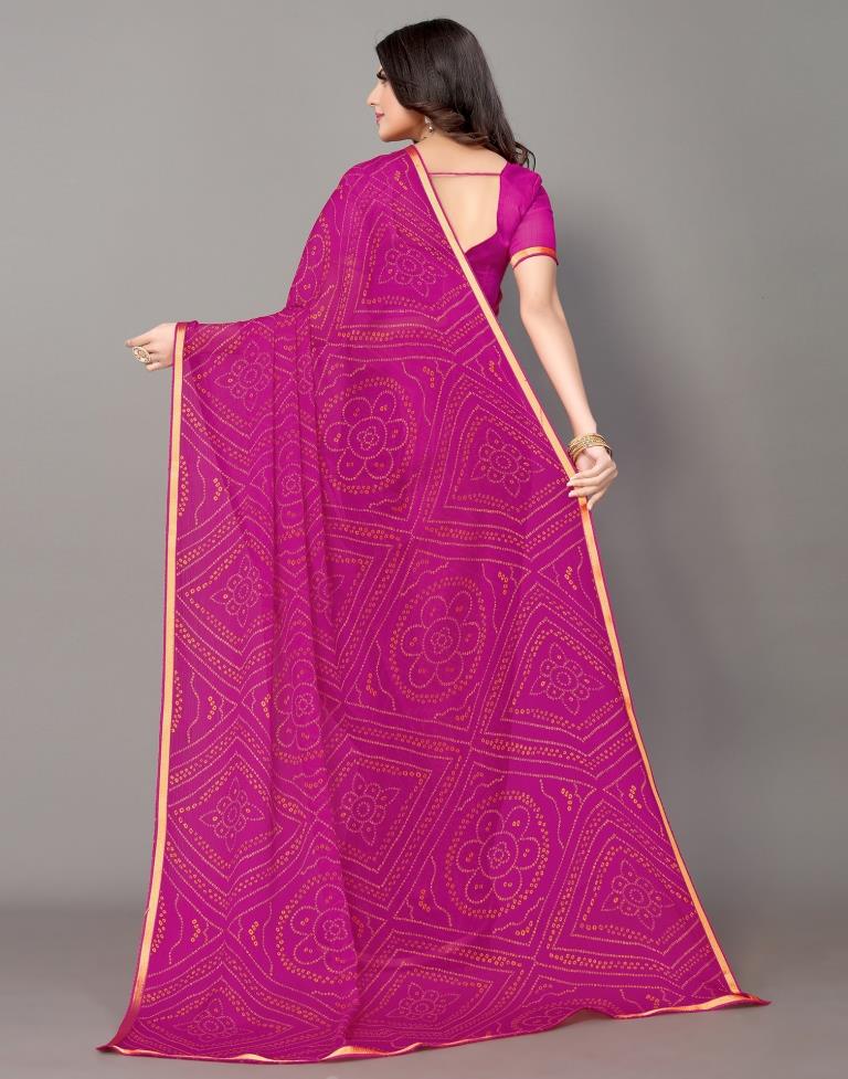 Pink Bandhani Printed Saree | Sudathi
