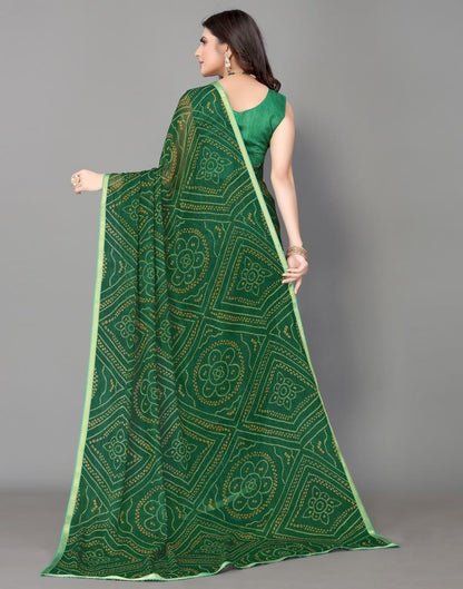 Green Bandhani Printed Saree | Sudathi