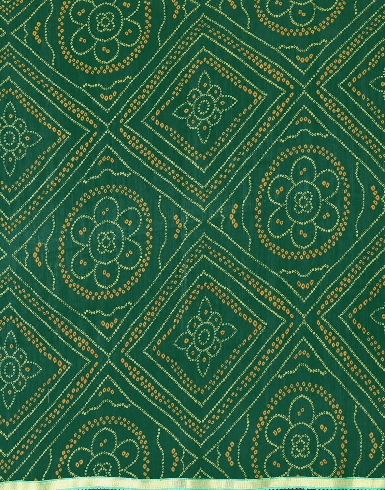 Green Bandhani Printed Saree | Sudathi