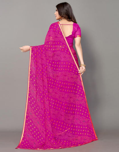 Pink Bandhani Printed Saree | Sudathi