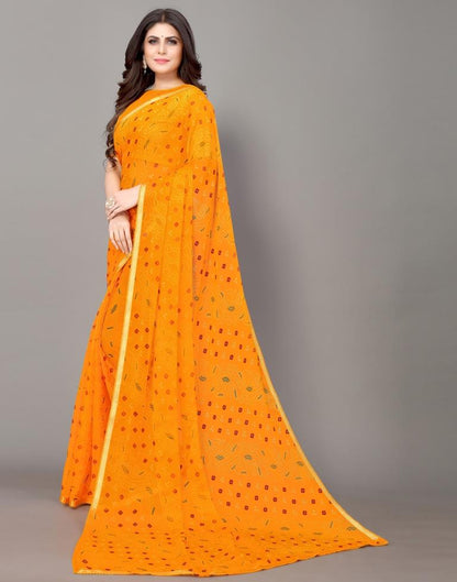 Yellow Bandhani Printed Saree | Sudathi