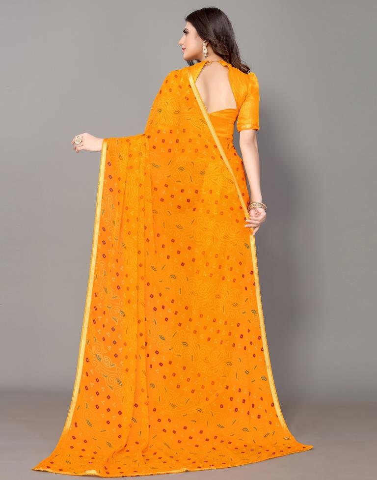 Yellow Bandhani Printed Saree | Sudathi