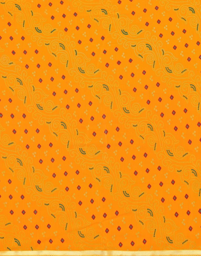 Yellow Bandhani Printed Saree | Sudathi