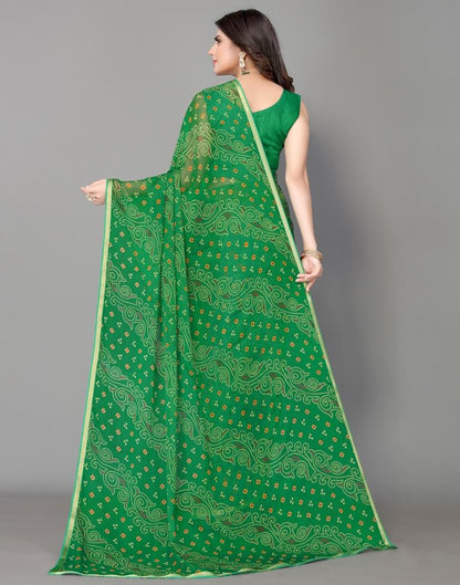 Green Bandhani Printed Saree | Sudathi