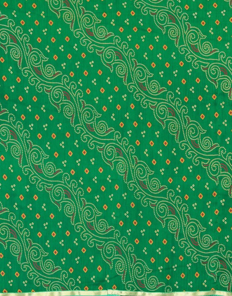 Green Bandhani Printed Saree | Sudathi