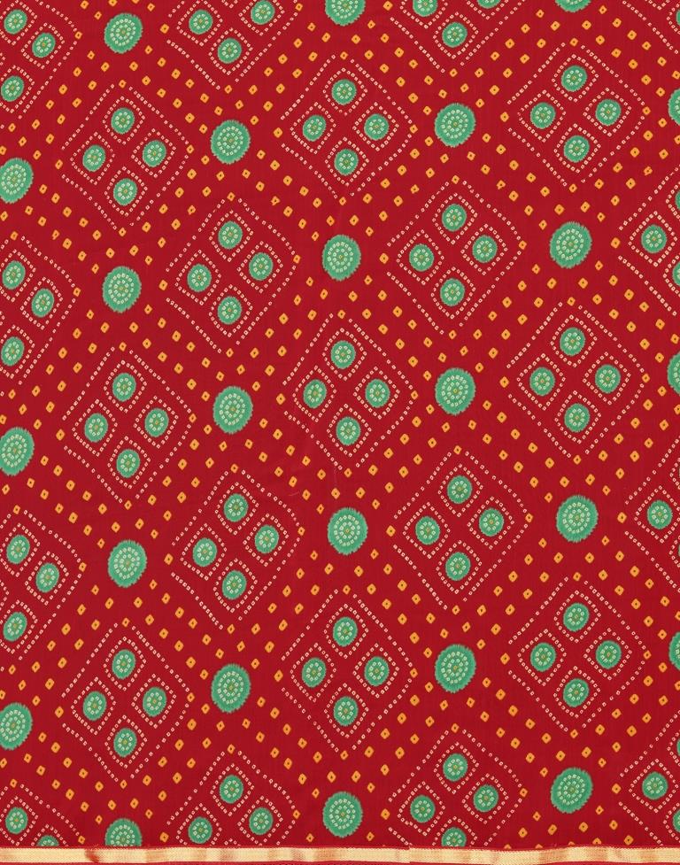 Red Bandhani Printed Saree | Sudathi