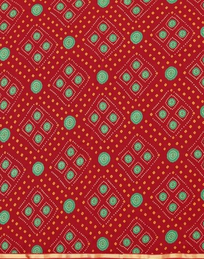 Red Bandhani Printed Saree | Sudathi