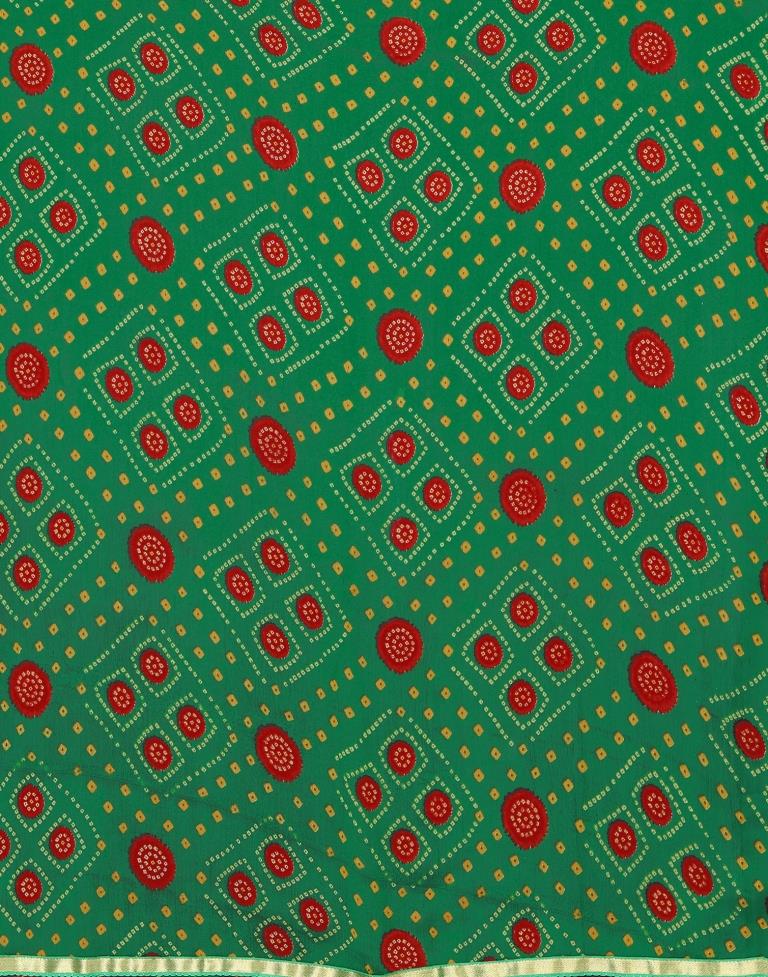 Green Bandhani Printed Saree | Sudathi