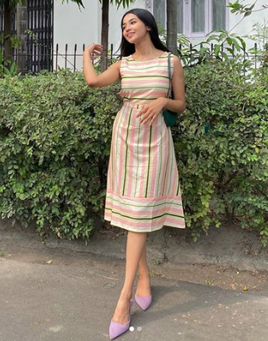 Multicolored Crepe Digital Printed Dress | Sudathi