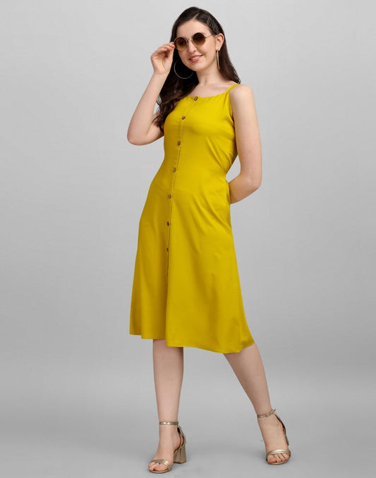 Mustared Yellow A-line Dress | Sudathi