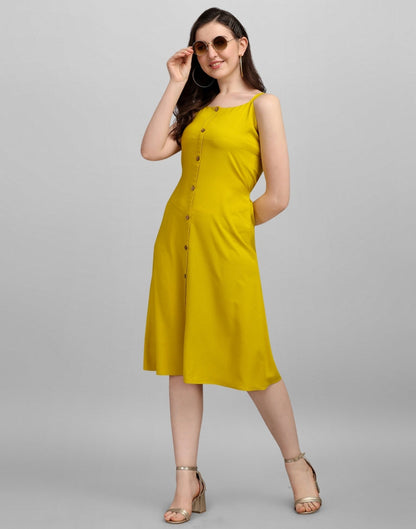 Mustared Yellow A-line Dress | Sudathi