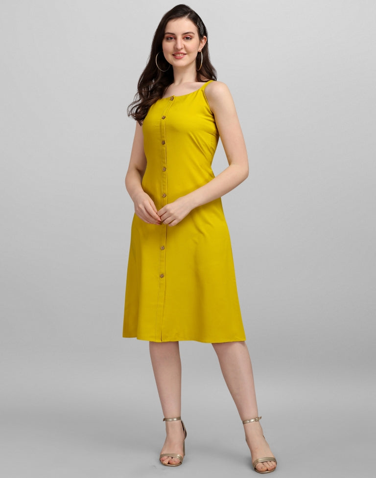 Mustared Yellow A-line Dress | Sudathi
