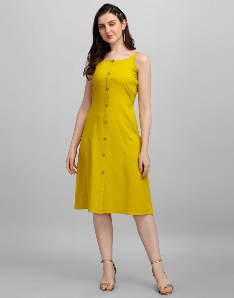 Mustared Yellow A-line Dress | Sudathi