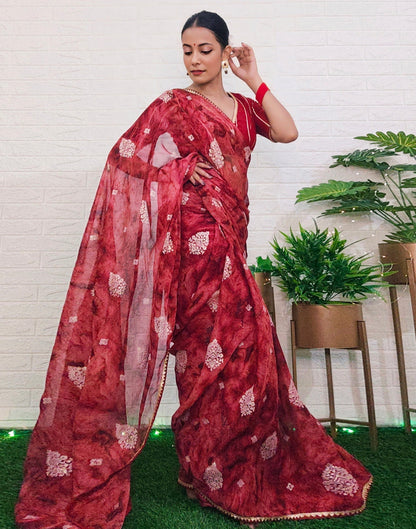 Rose Wood Chiffon Saree | Leemboodi