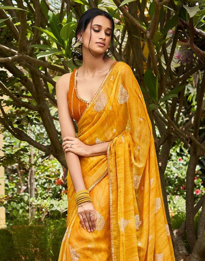 Yellow Chiffon Saree | Leemboodi