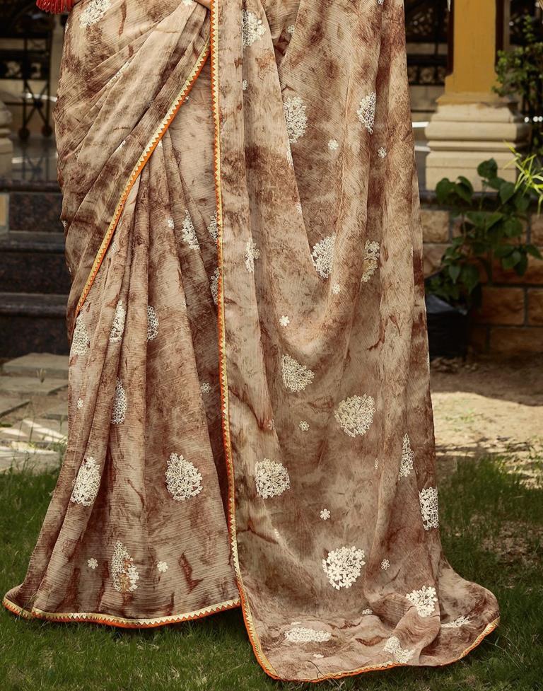 Light Brown Chiffon Saree | Leemboodi