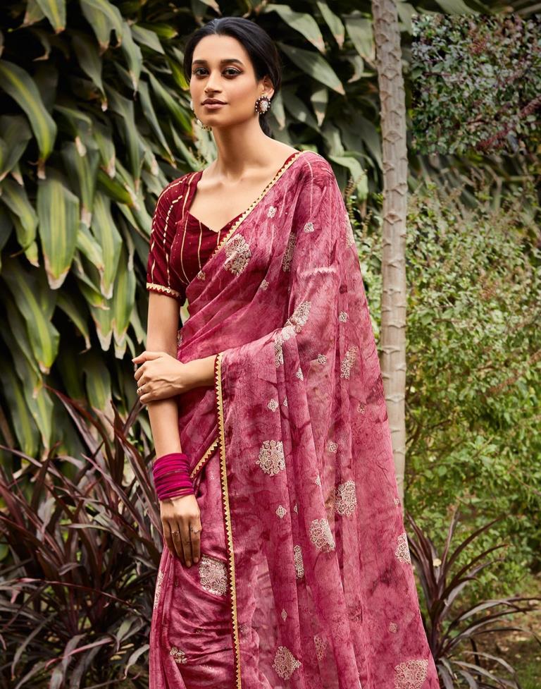 Rose Wood Chiffon Saree | Leemboodi