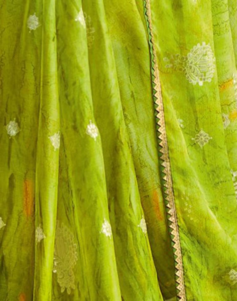 Parrot Green Chiffon Saree | Leemboodi