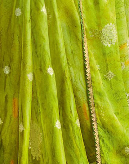 Parrot Green Chiffon Saree | Leemboodi