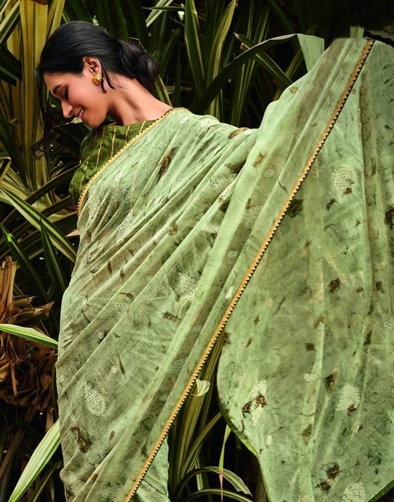 Light Green Chiffon Saree | Leemboodi
