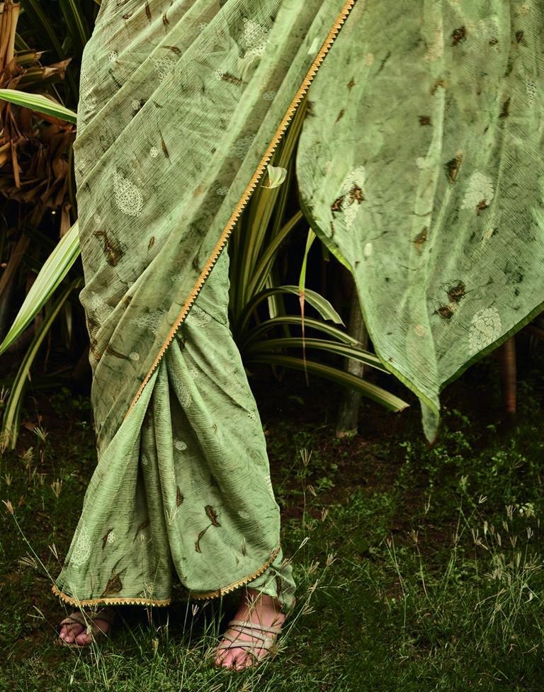 Light Green Chiffon Saree | Leemboodi