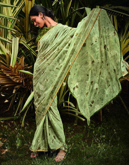 Light Green Chiffon Saree | Leemboodi
