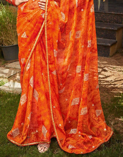 Orange Chiffon Saree | Leemboodi