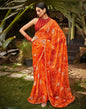 Orange Chiffon Saree | Leemboodi