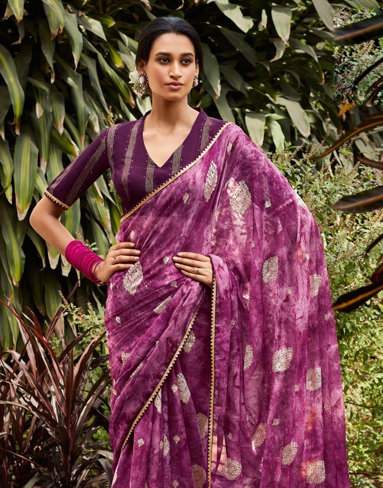 Purple Chiffon Saree | Leemboodi