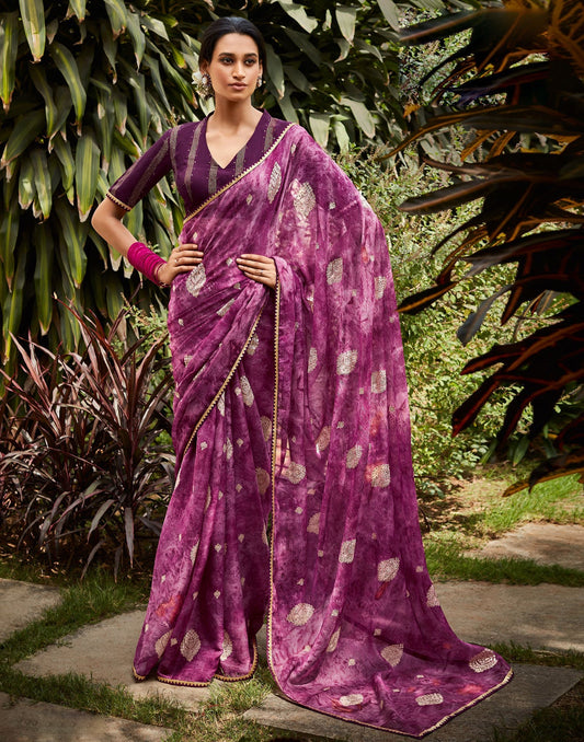 Purple Chiffon Saree | Leemboodi