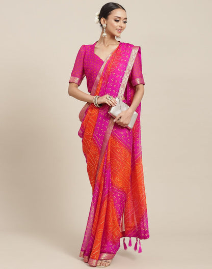 Orange And Pink Bandhani Saree | Leemboodi