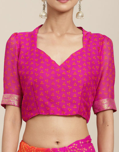 Orange And Pink Bandhani Saree | Leemboodi