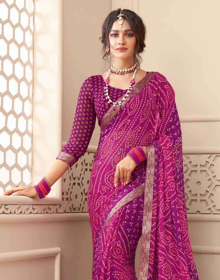 Pink And Purple Bandhani Saree | Sudathi