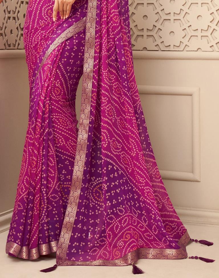 Pink And Purple Bandhani Saree | Sudathi
