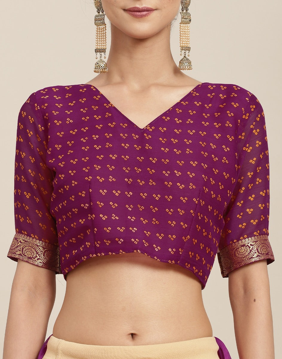 Pink And Purple Bandhani Saree | Leemboodi