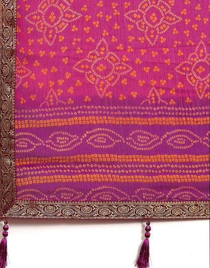 Pink And Purple Bandhani Saree | Leemboodi