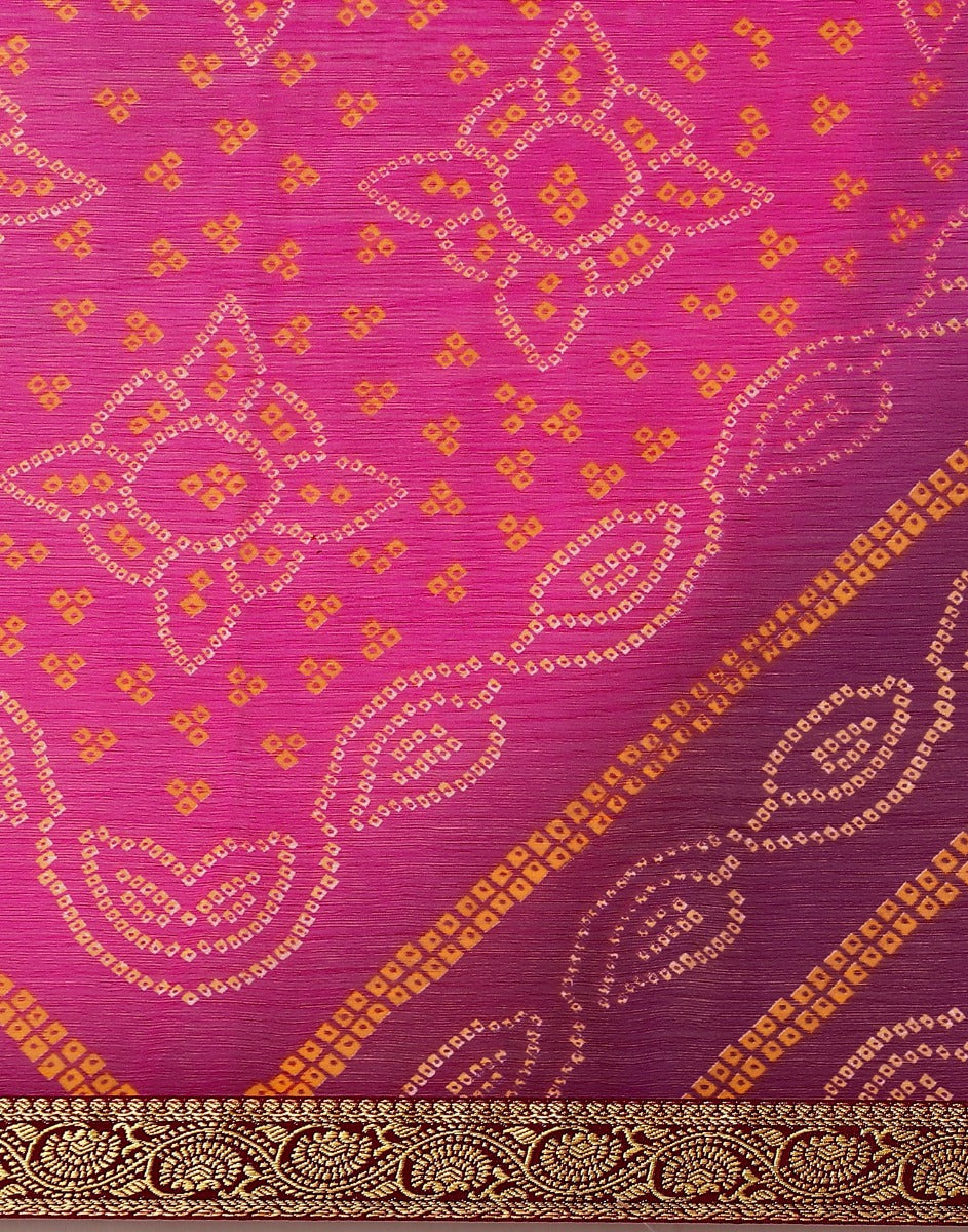 Pink And Purple Bandhani Saree | Leemboodi