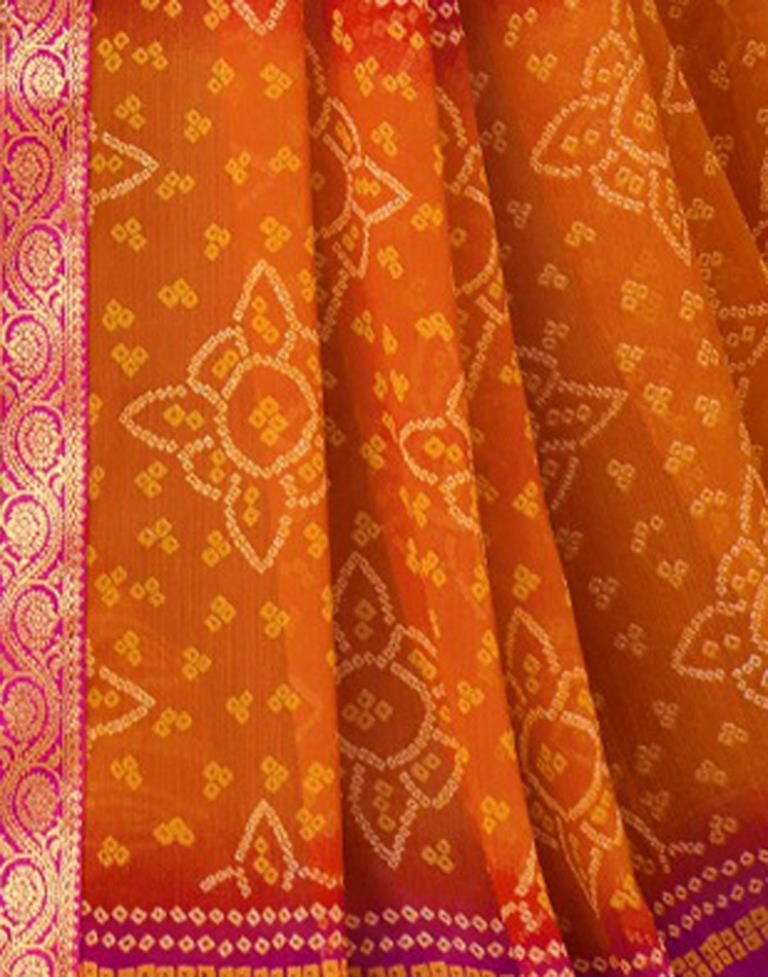 Pink And Orange Bandhani Saree | Leemboodi