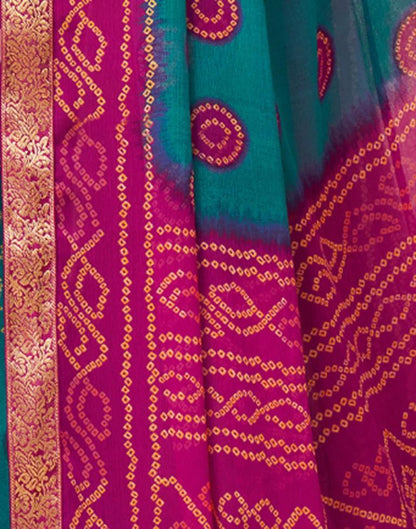 Teal Blue Bandhani Saree | Leemboodi