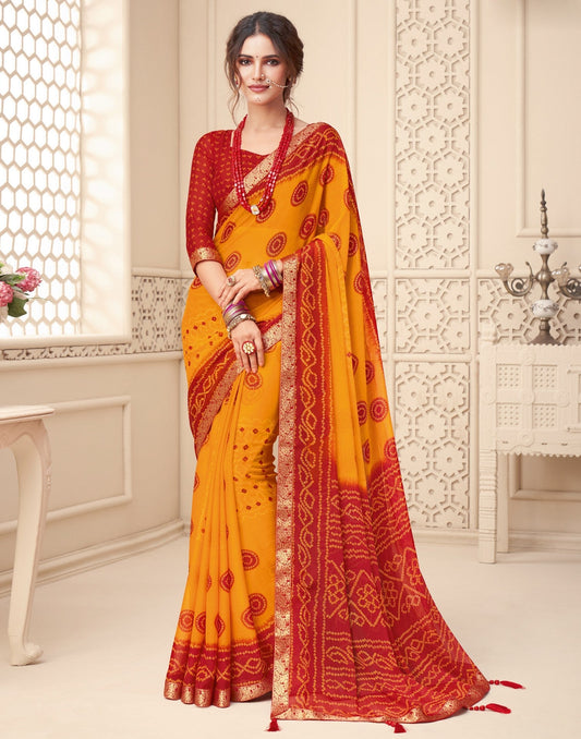 Yellow Bandhani Saree | Leemboodi