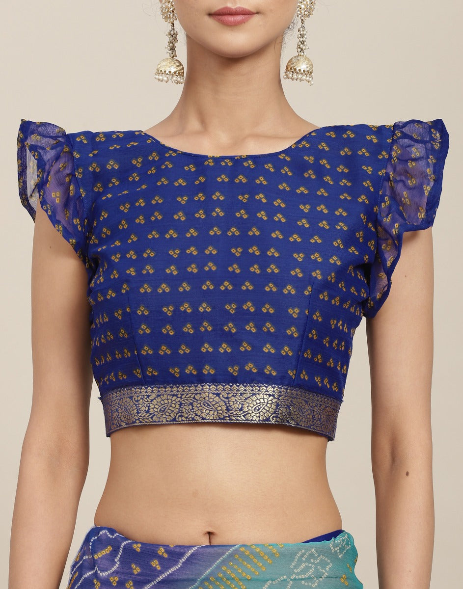 Blue And Turquoise Bandhani Saree | Sudathi
