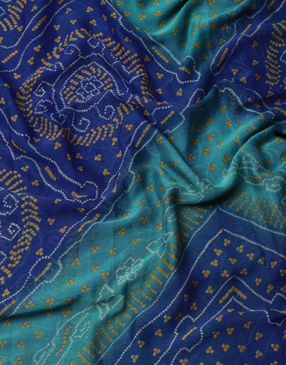 Blue And Turquoise Bandhani Saree | Sudathi