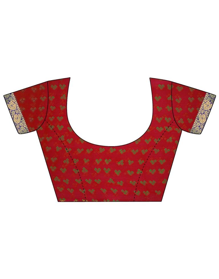 Red And Yellow Bandhani Saree | Leemboodi