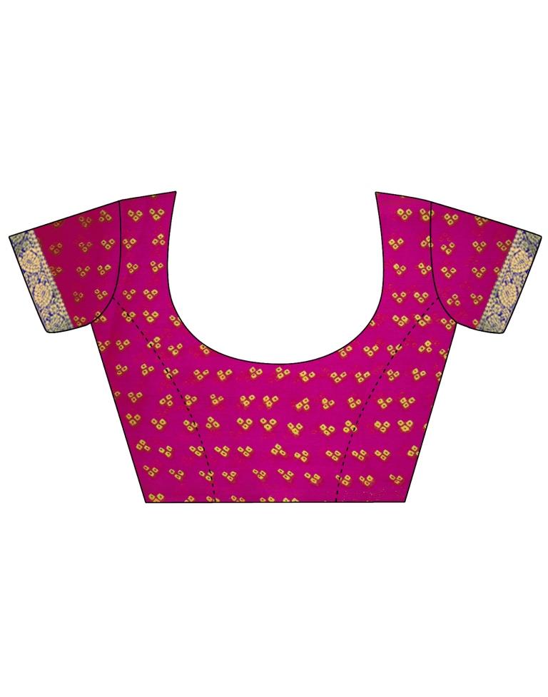 Pink And Turquoise Bandhani Saree | Leemboodi