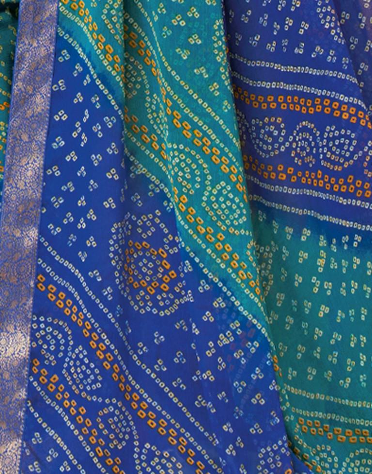 Blue And Turquoise Bandhani Saree | Leemboodi