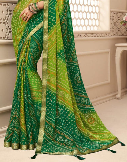 Green Bandhani Saree | Leemboodi