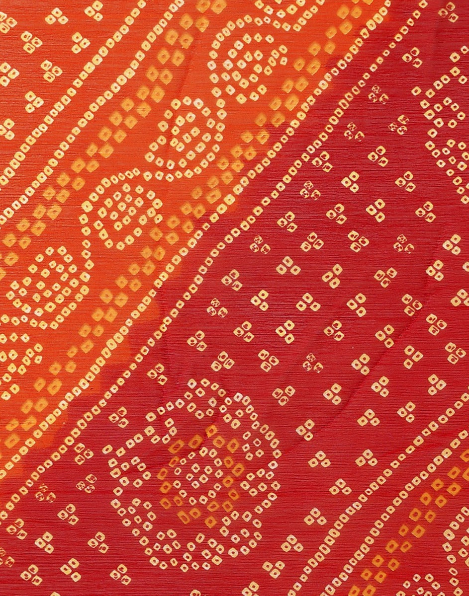 Orange And Red Bandhani Saree | Sudathi