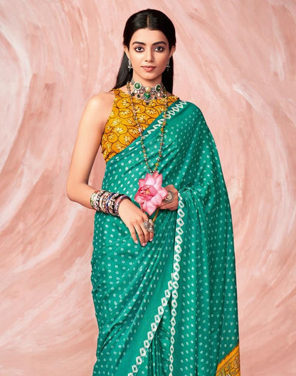 Turquoise Green Chiffon Zari Saree | Leemboodi