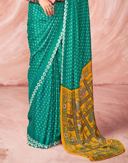 Turquoise Green Chiffon Zari Saree | Leemboodi