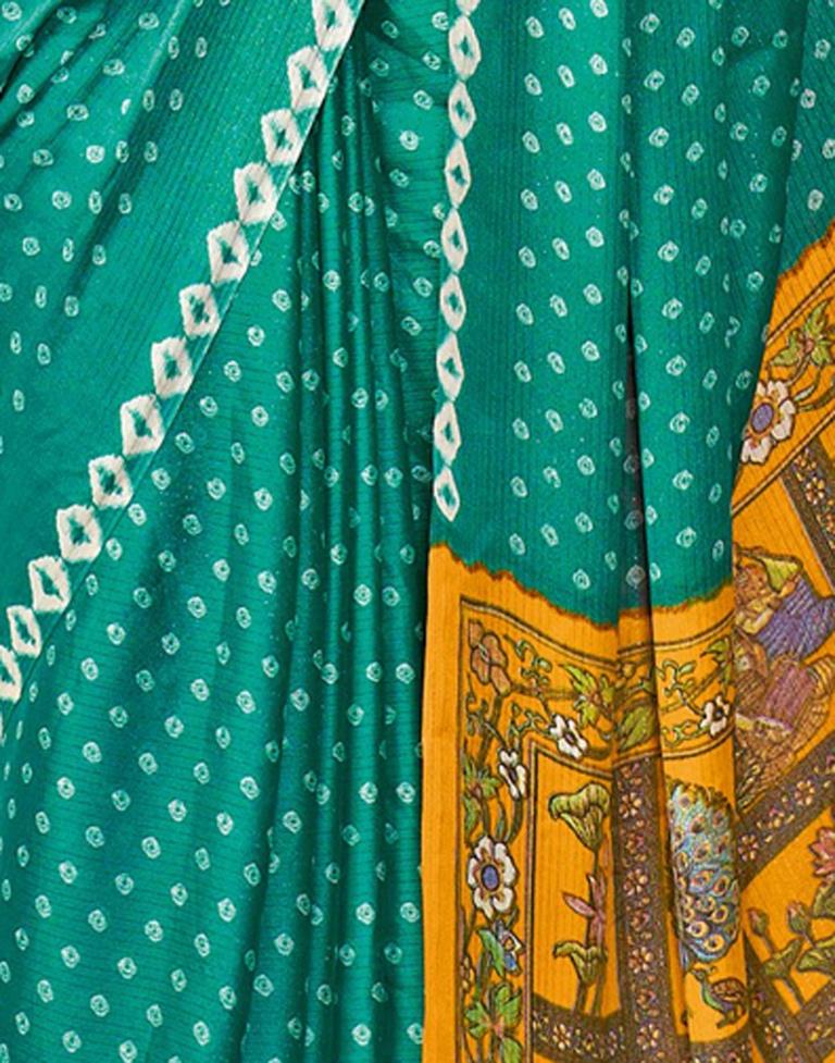 Turquoise Green Chiffon Zari Saree | Leemboodi